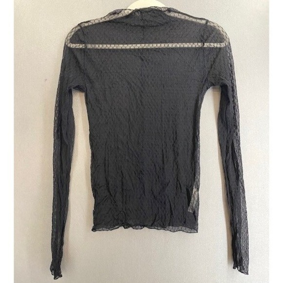Intimately Free People Tops - Intimately Free People Black Mesh Pointelle Long‎ Sleeve Mock Neck Top Small